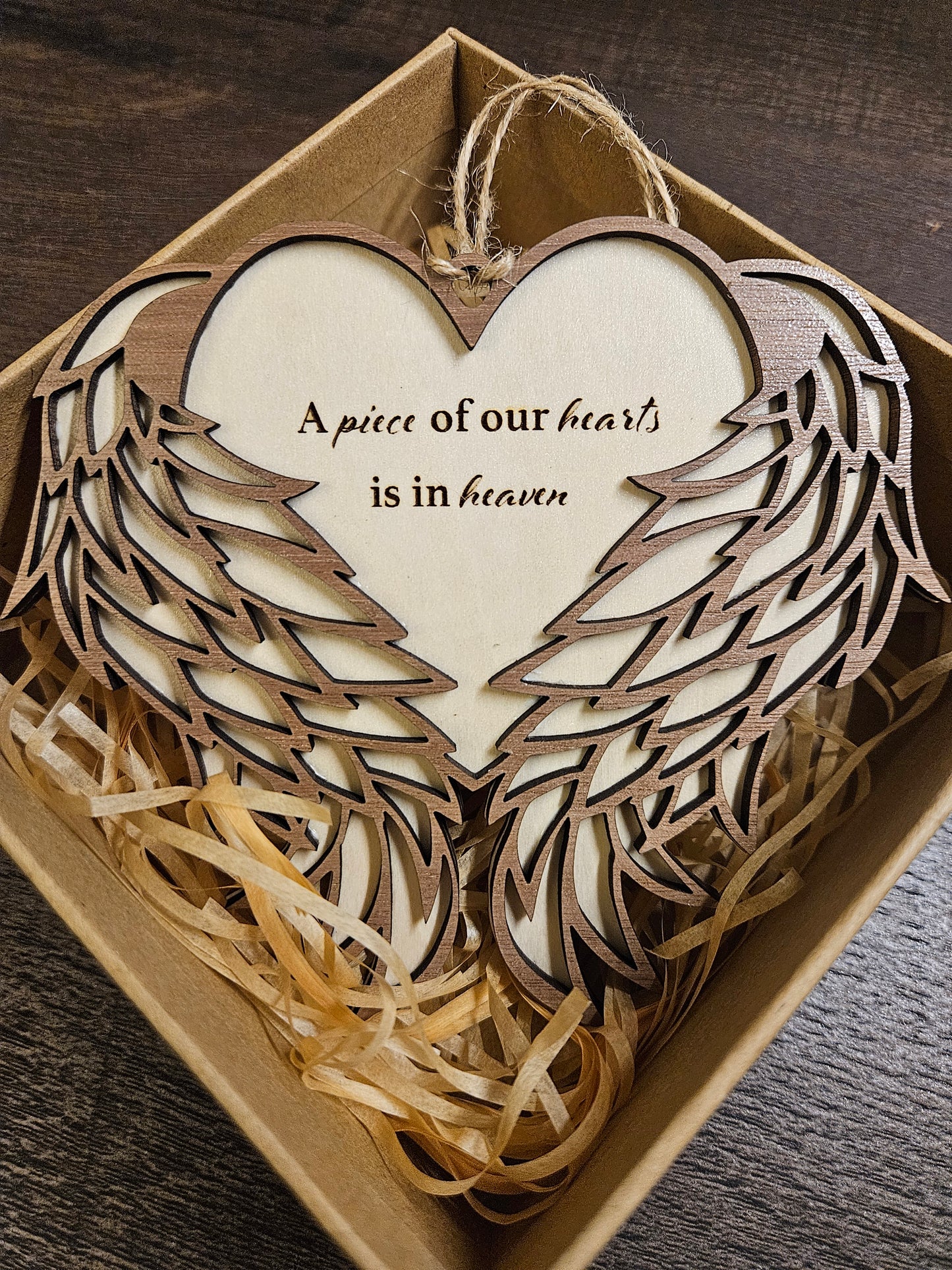 Angel wing ornament, wood