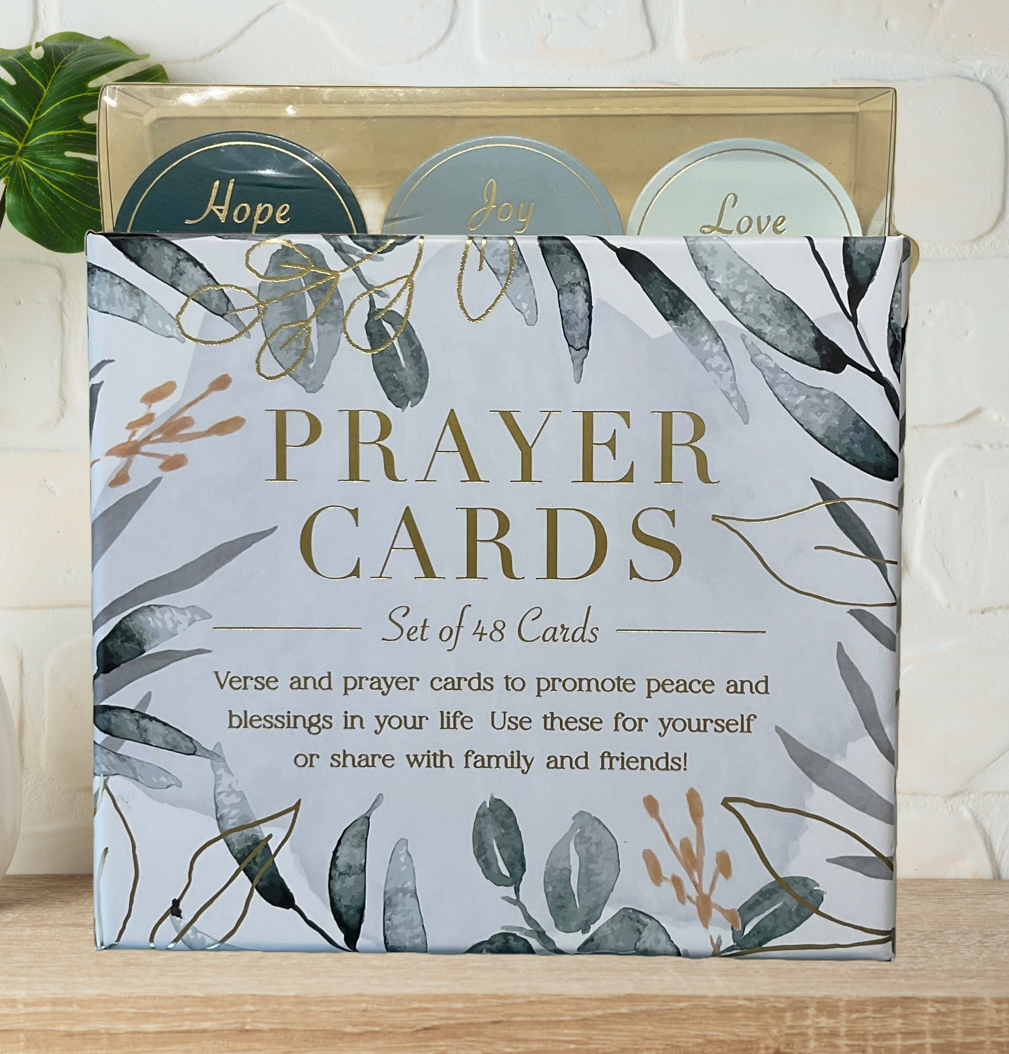 Prayer Cards, Green Aqua Botanicals: Hope Joy Love