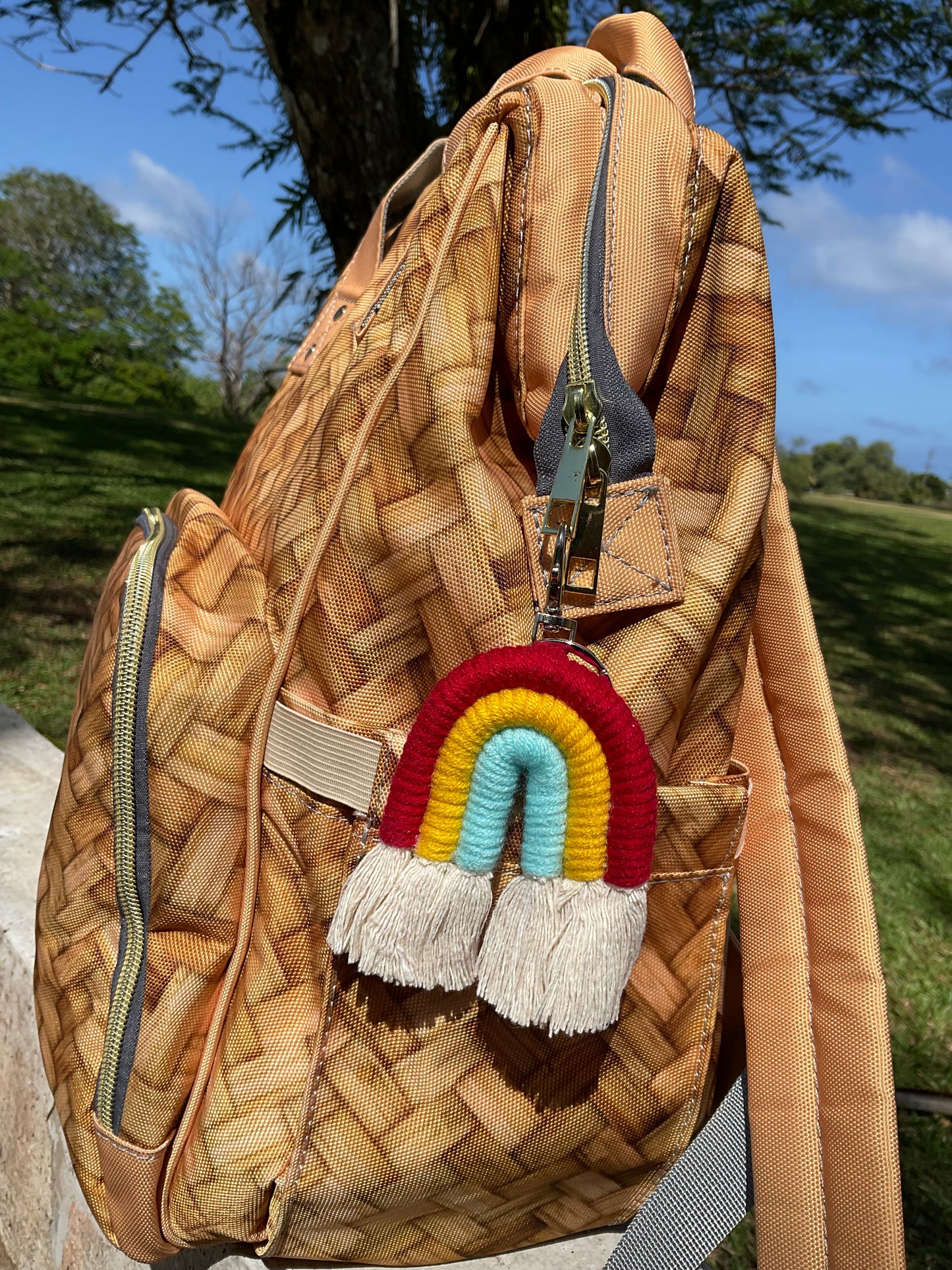 Rainbow woven keyring, charm