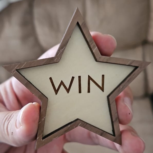 WIN star medallion, wood